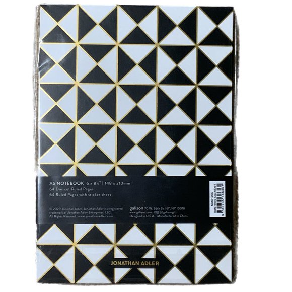 NEW! Jonathan Adler Atlas A5 Die Cut Notebook Journal 128 pages Stickers Gold - Picture 6 of 7